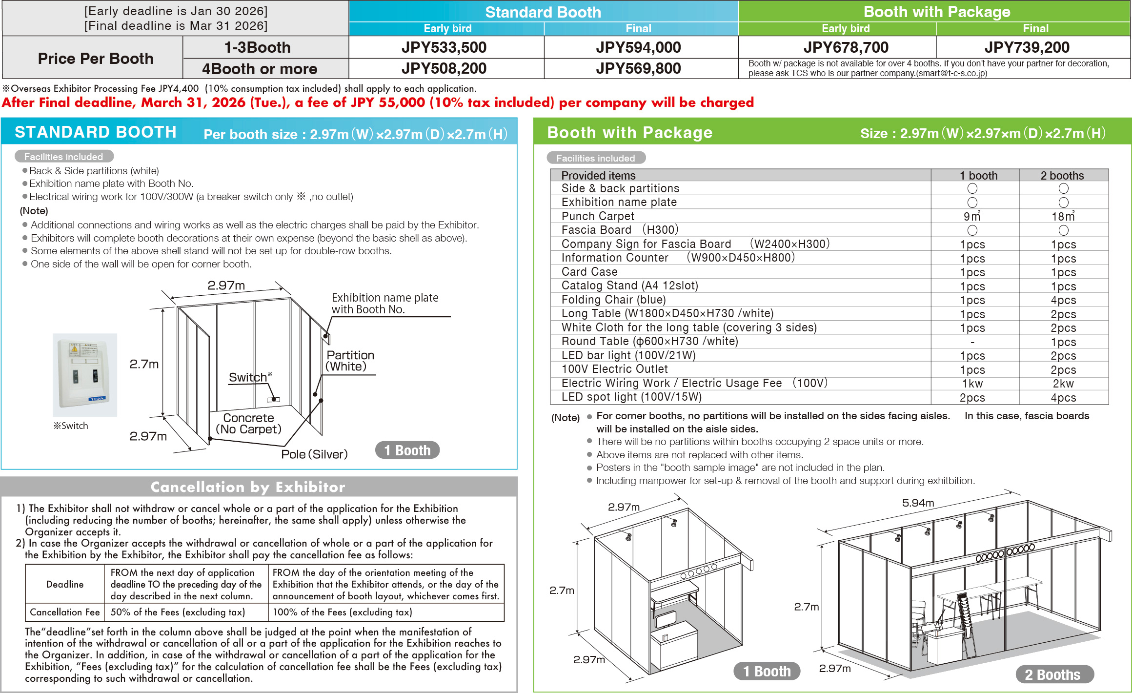 Exhibition Fee and Cancellation Policy